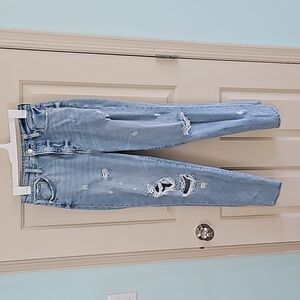 Distressed, stone washed jeans